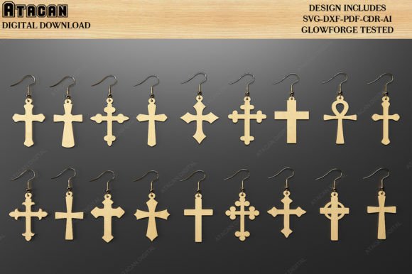 Christian Cross Earring Templates for Laser Cutting