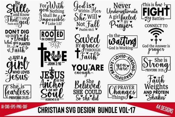 Christian SVG Design Bundle Vol-17: Faith-Filled Craft Bundles