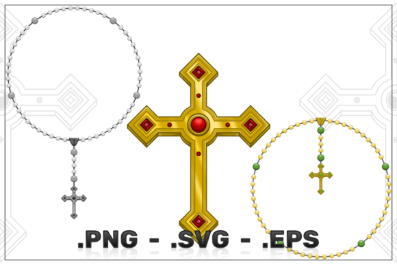Circular Rosary with Cross Graphics