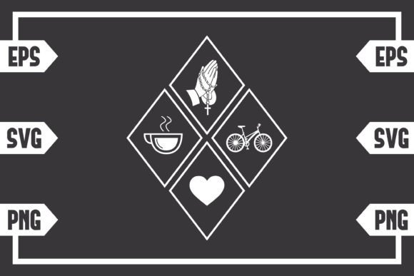 Coffee Jesus Heart and Cycling Graphics for Crafts