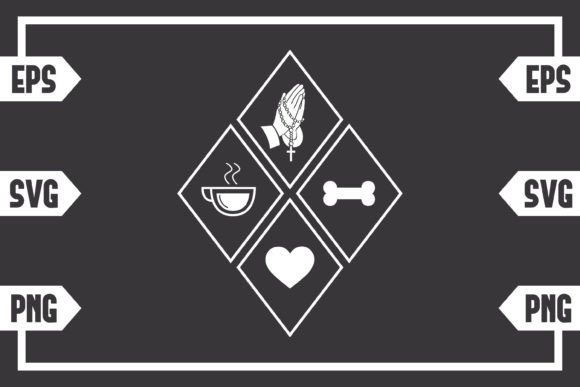 Coffee Jesus Heart and Dog Bone Graphics for Crafts & Branding