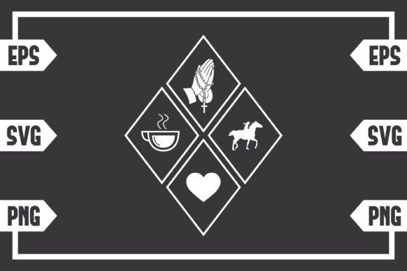 Coffee Jesus Heart and Female Riding Graphics for Crafts