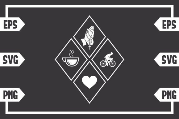 Coffee Jesus Heart and Guy Cycling Graphics for Crafts