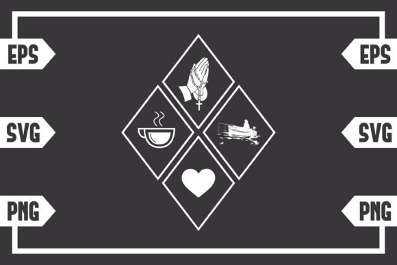 Coffee Jesus Heart & Fishing Graphics for Crafts