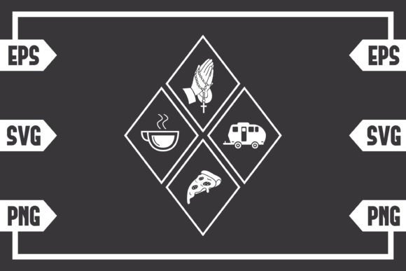 Coffee Jesus Pizza and Camping Caravan Graphics for Crafts