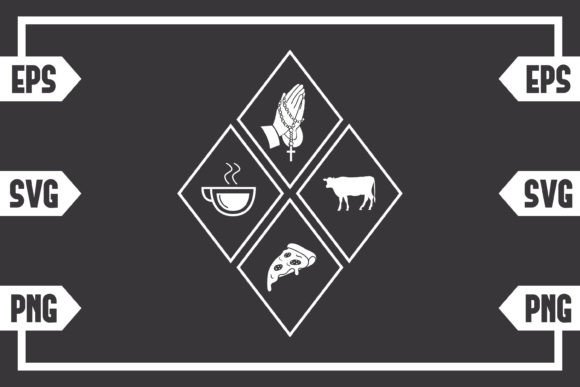 Coffee Jesus Pizza and Cow: Graphics for Crafts & Content