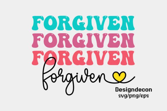 Forgiven Heart Lettering Retro Svg