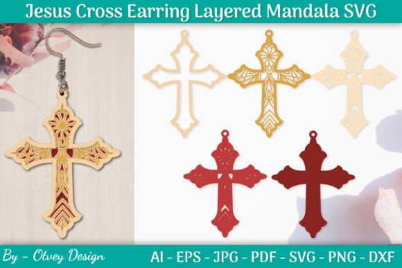 Jesus Cross Earring Layered Mandala SVG: Laser Cut Branding Review
