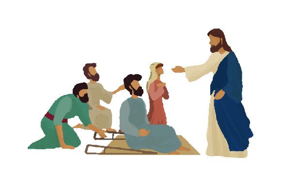 Jesus Healing Crippled People: Watercolor Crafts for Religious Branding