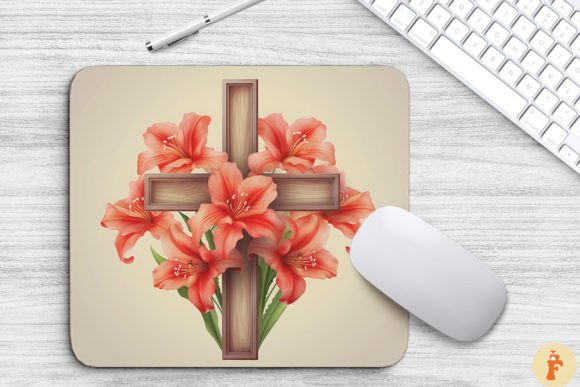 Wooden Cross With Amaryllis Flowers Graphics